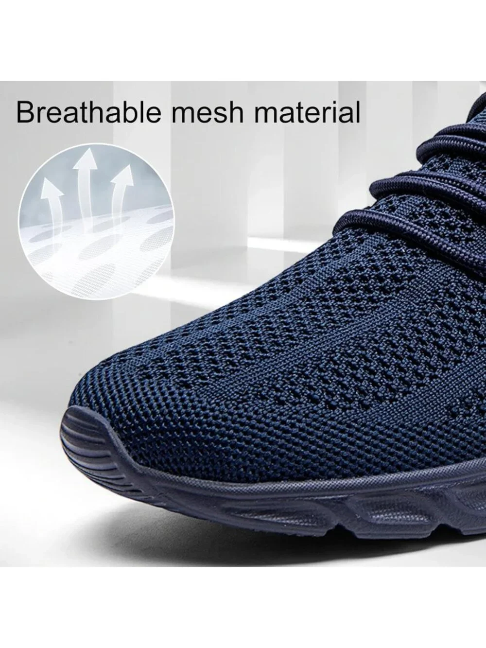 Men's Dark Blue Running Shoes Mesh Breathable Tennis Lightweight Walking Sneaker